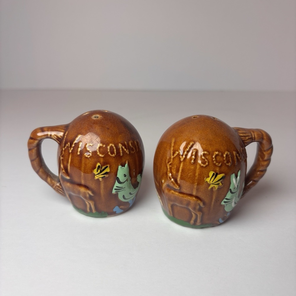 Vintage Wisconsin Salt & Pepper Shakers Native American Chief Made in Japan
